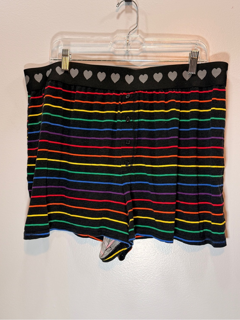 torrid Black Rainbow Striped Heart-Waist Lounge Sleep Shorts